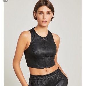 BCBGMAXAZRIA Lyndsie faux leather crop top